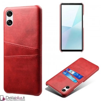 Dirbtinės odos nugarėlė - dėklas su skyreliais - raudonas (Sony Xperia 10 VI) Dirbtinės odos nugarėlė - dėklas su skyreliais - raudonas (Sony Xperia 10 VI)